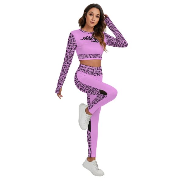 Viscosity Long Sleeve Athletic Cropped Top and Pants Set - Image 2
