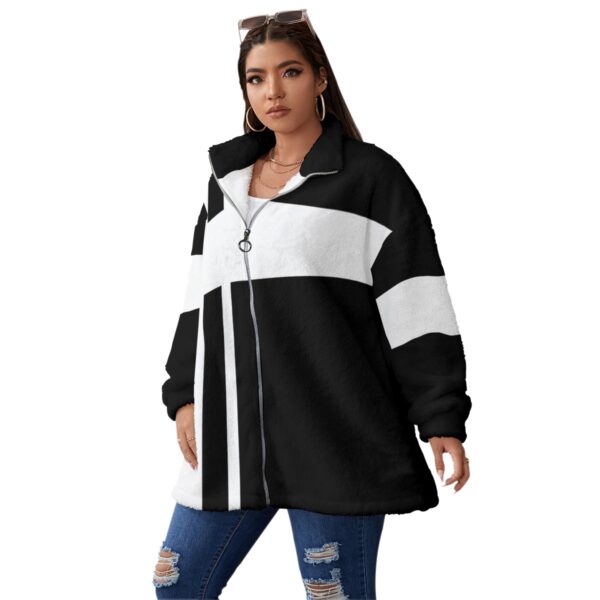 Monochrome Borg Fleece Zip-Up Coat - Image 2