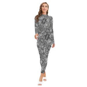 Zebrawood Long-sleeve Turtleneck Jumpsuit