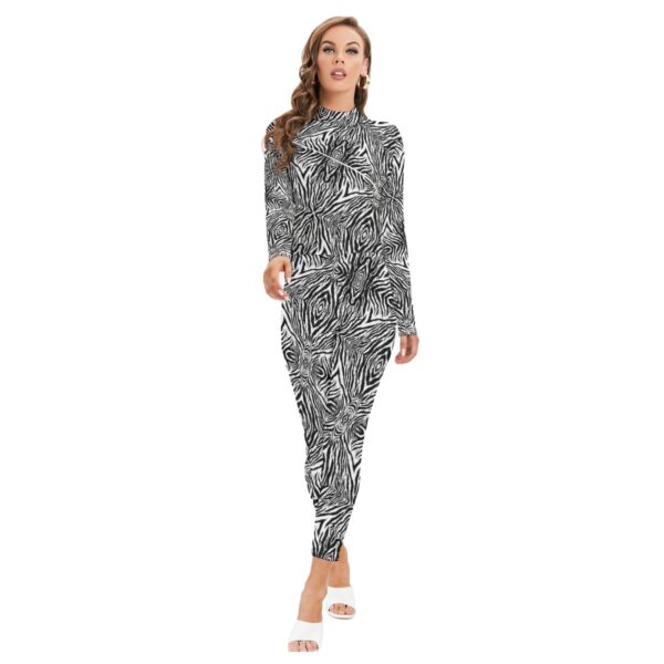 Zebrawood Long-sleeve Turtleneck Jumpsuit