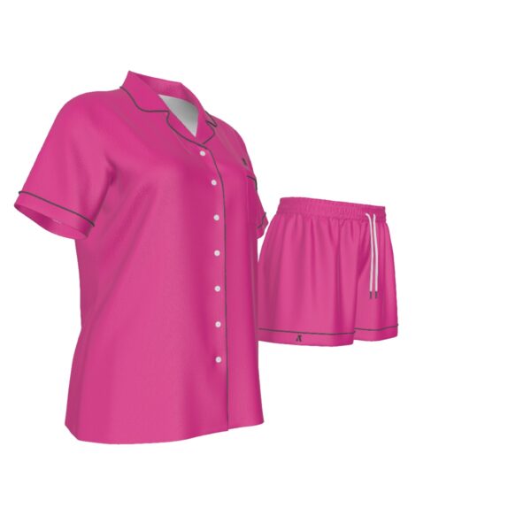 Ultrapink Synthetic Silk Short Sleeve Pajama Set - Image 3