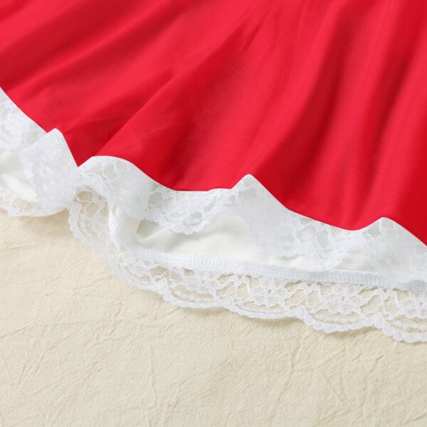 Licorice Red Lace Hem Cami Home Suit - Image 3