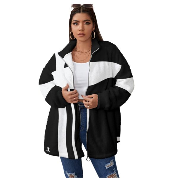 Monochrome Borg Fleece Zip-Up Coat