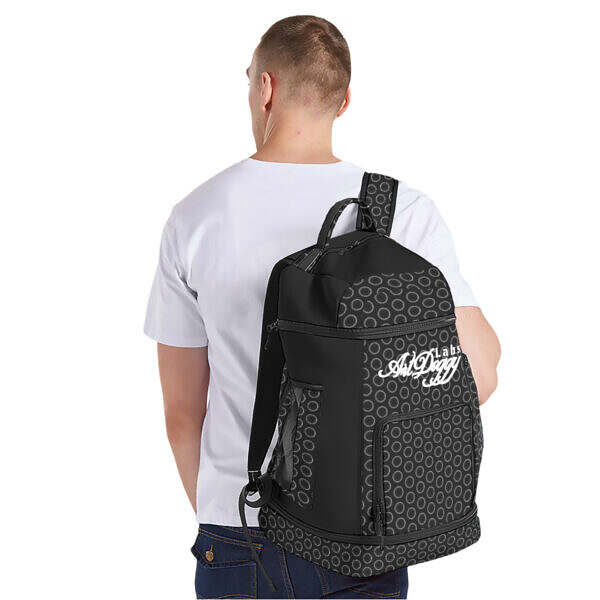 ArtDoggy Labs™ Black Ring Multifunctional Backpack Side model display