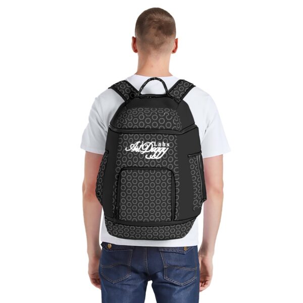 ArtDoggy Labs™ Black Ring Multifunctional Backpack Front model display