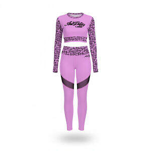 ArtDoggy Long Sleeve Cropped Top and Pants Set | Animal Pink