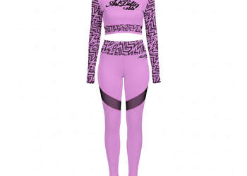 ArtDoggy™ Long Sleeve Cropped Top and Pants Set | Animal Pink