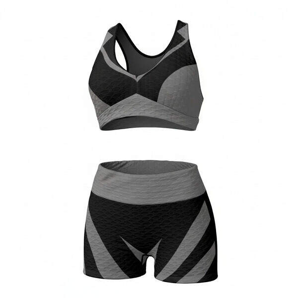 ArtDoggy™ Two-Piece Sports Bra Suit | Grey + Black