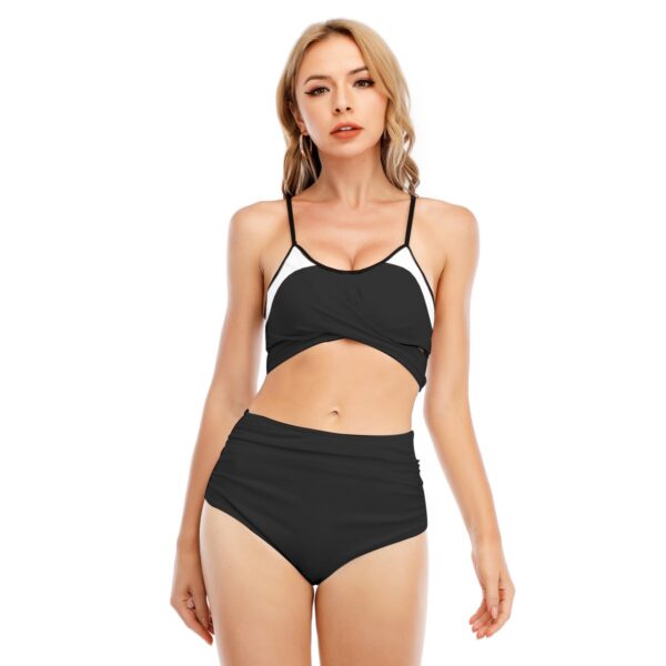 Monochrome Bikini Swimsuit With Cross Straps - Image 2