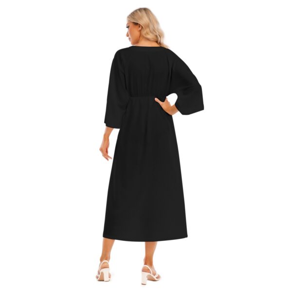 Black Mid-Sleeve Long Dress - Image 4