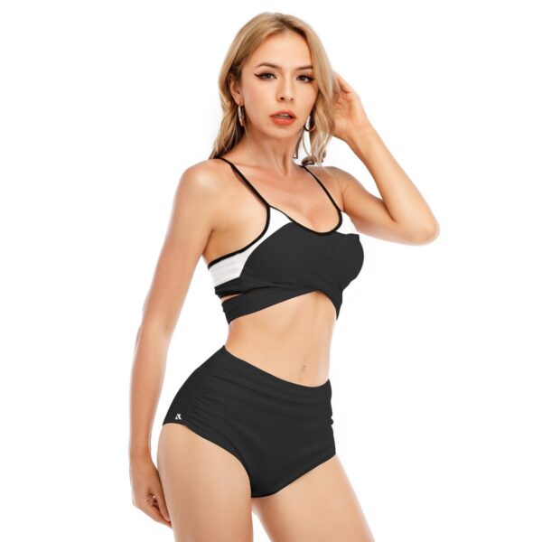 Monochrome Bikini Swimsuit With Cross Straps
