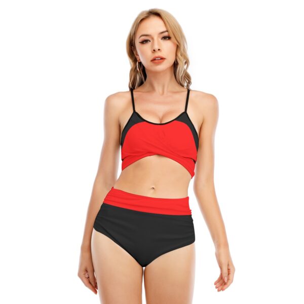 Red Bikini Swimsuit With Cross Straps - Image 2