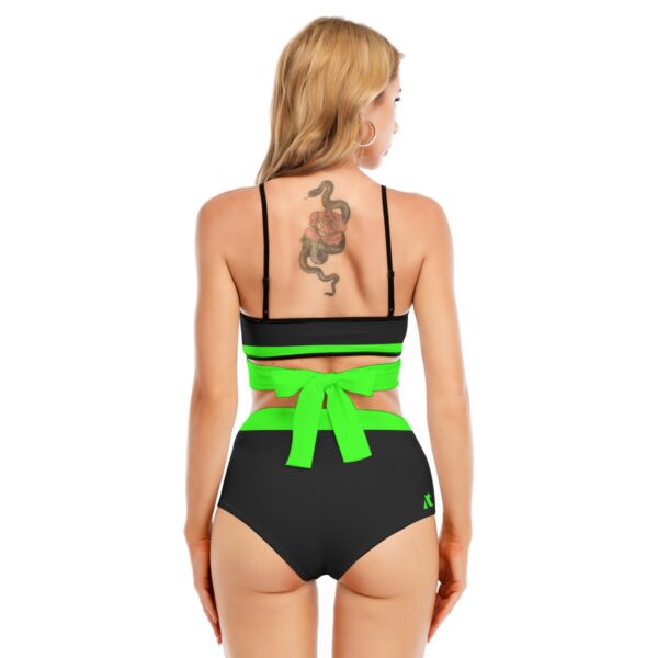 Neon Green Bikini Swimsuit With Cross Straps - Image 4