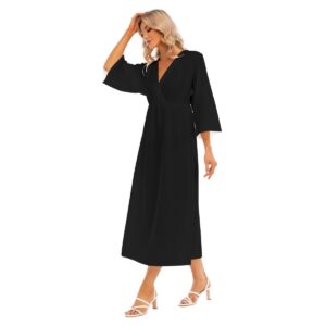 Black Mid-Sleeve Long Dress
