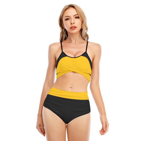 Yellow Bikini Swimsuit With Cross Straps