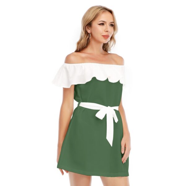 Hunter Green Off-Shoulder Dress With Ruffle - Image 2