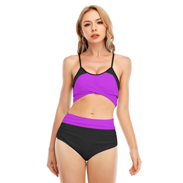 Purple Bikini Swimsuit With Cross Straps - Image 2