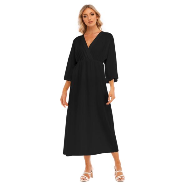 Black Mid-Sleeve Long Dress - Image 2