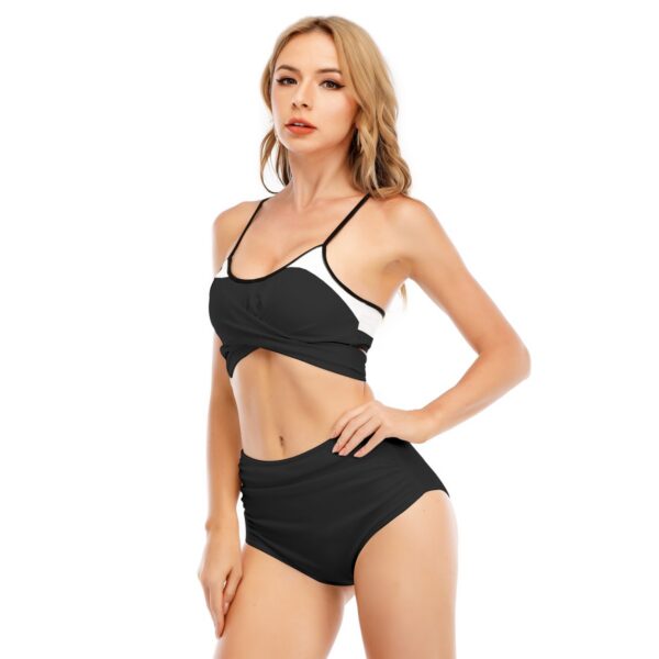 Monochrome Bikini Swimsuit With Cross Straps - Image 3