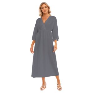 Steel Mid-Sleeve Long Dress