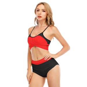 Red Bikini Swimsuit With Cross Straps