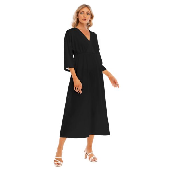 Black Mid-Sleeve Long Dress - Image 3