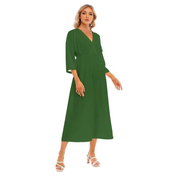 Hunter Green Mid-Sleeve Long Dress - Image 3