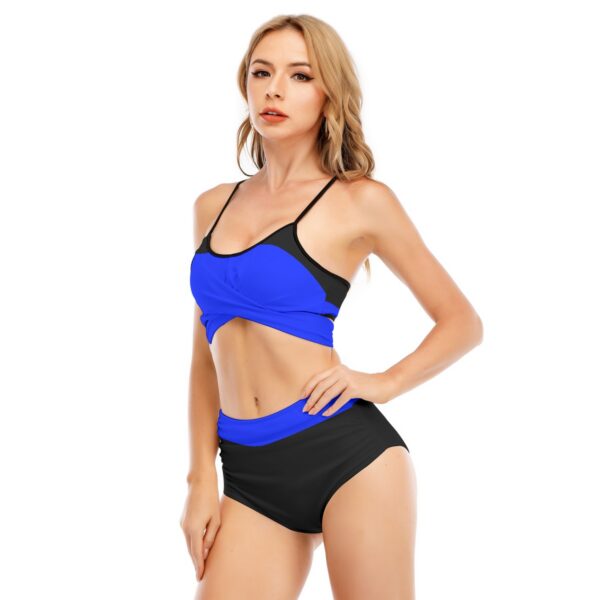 Blue Bikini Swimsuit With Cross Straps