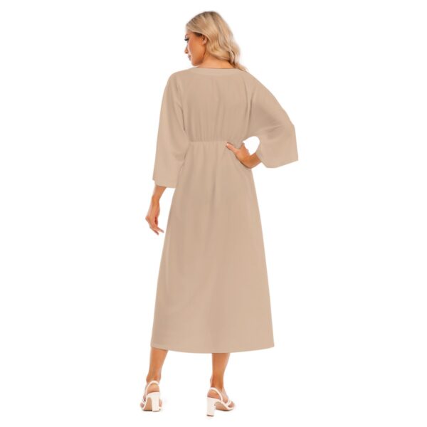 Cream Mid-Sleeve Long Dress - Image 4