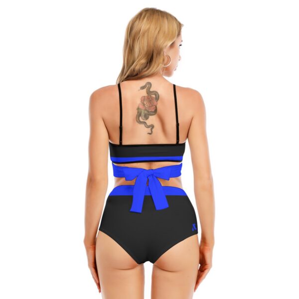 Blue Bikini Swimsuit With Cross Straps - Image 4