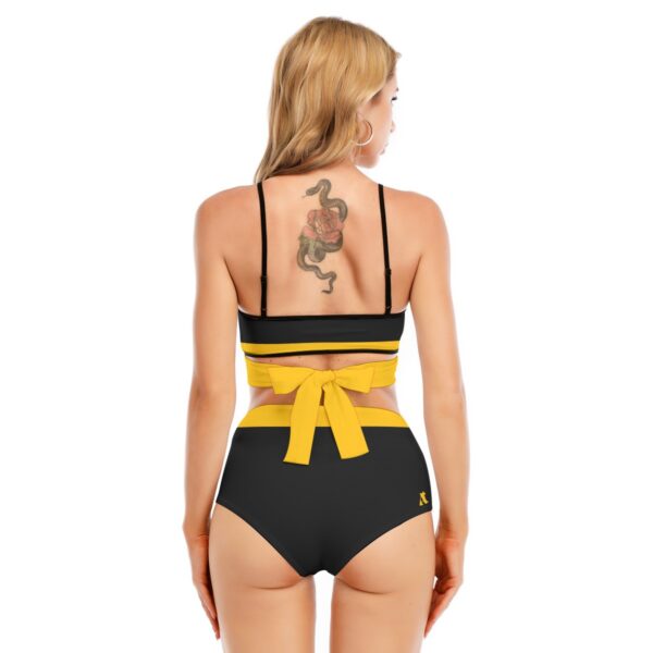 Yellow Bikini Swimsuit With Cross Straps - Image 4
