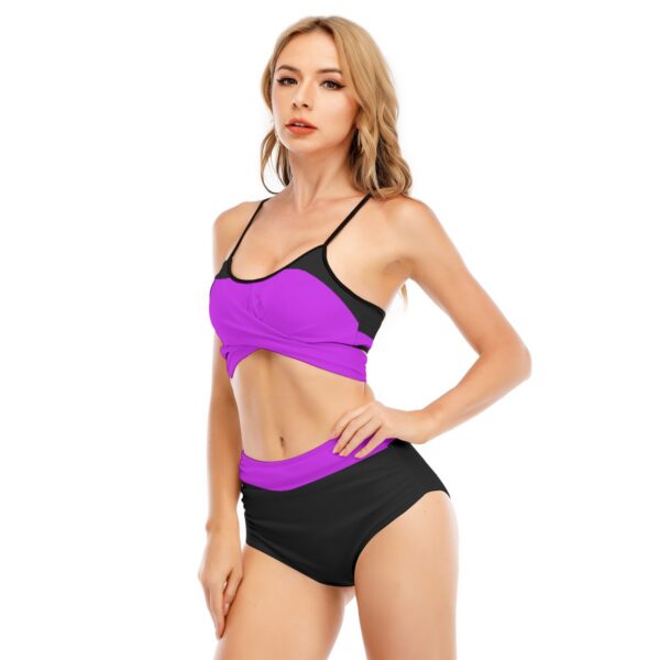 Purple Bikini Swimsuit With Cross Straps