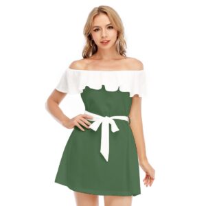 Hunter Green Off-Shoulder Dress With Ruffle