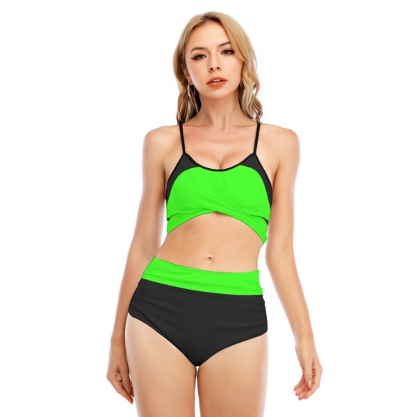 Neon Green Bikini Swimsuit With Cross Straps