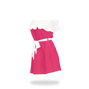 ArtDoggy™ Off-shoulder Ruffle Dress | Pink + White