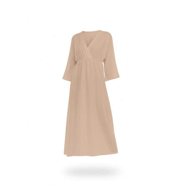 ArtDoggy™ Mid-Sleeve Long Dress | Brazilian Cream
