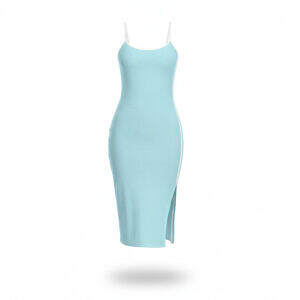 ArtDoggy™ Back Cross Cami Dress | Frozen ice blue cross strap mid length dress