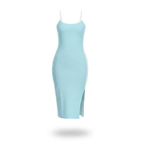 ArtDoggy™ Back Cross Cami Dress | Frozen ice blue cross strap mid length dress