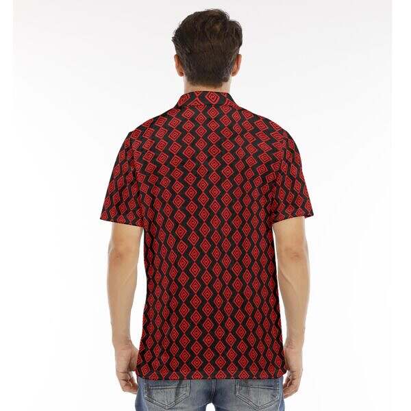 ArtDoggy™ Men's Velvet Polo Shirt (Scarlet ADG) back
