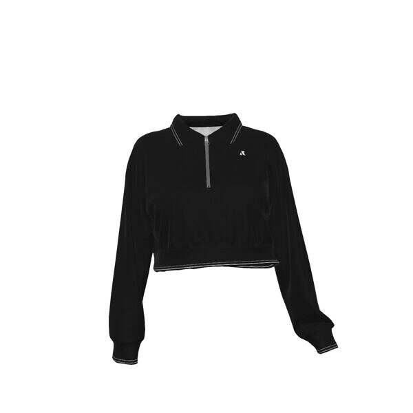 Cropped Half-Zip Collared Sweater