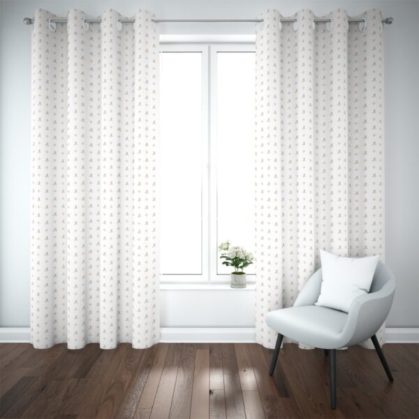 Blackout Curtains (Khaki AD Classic Pattern on White)
