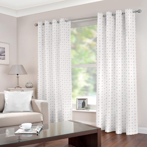 Blackout Curtains (Khaki AD Classic Pattern on White) - Image 3