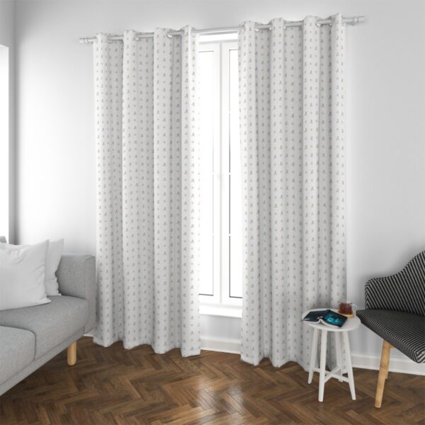 Blackout Curtains (Khaki AD Classic Pattern on White) - Image 2