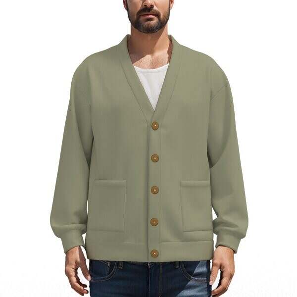 V-neck Knitted Fleece Cardigan
