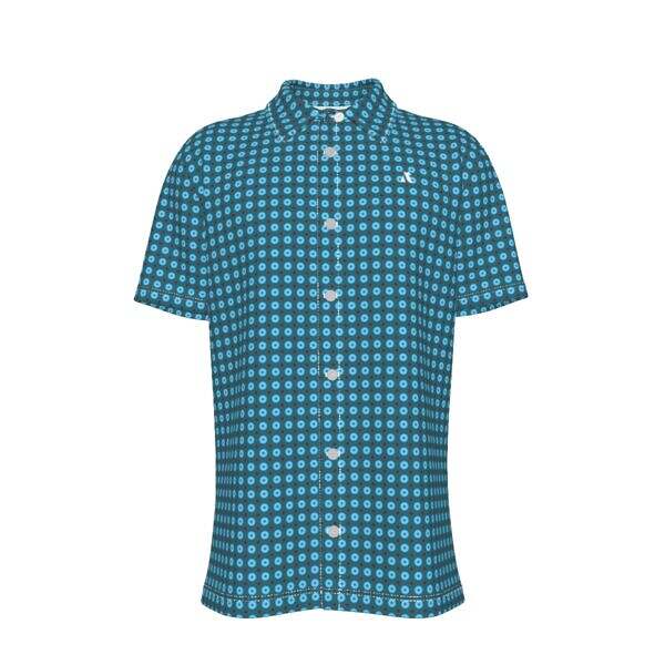 Lapel Collar Button Up Shirt (ColourRoll™ Blue w White Buttons)