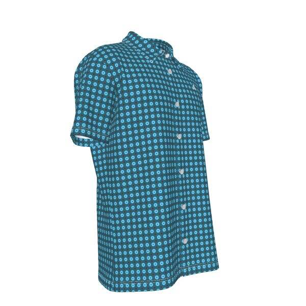 Lapel Collar Button Up Shirt (ColourRoll™ Blue w White Buttons) - Image 3
