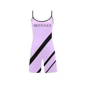 ArtDoggy™ Short Yoga Bodysuit lavender front display
