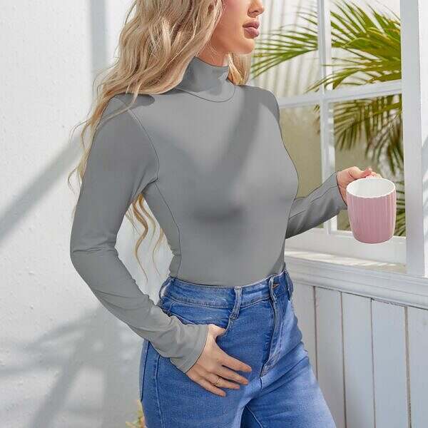 Long Sleeve Turtleneck Bodysuit - Image 48