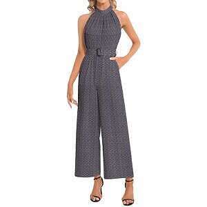 Halter Neck Buckle Belted Jumpsuit (Prima)