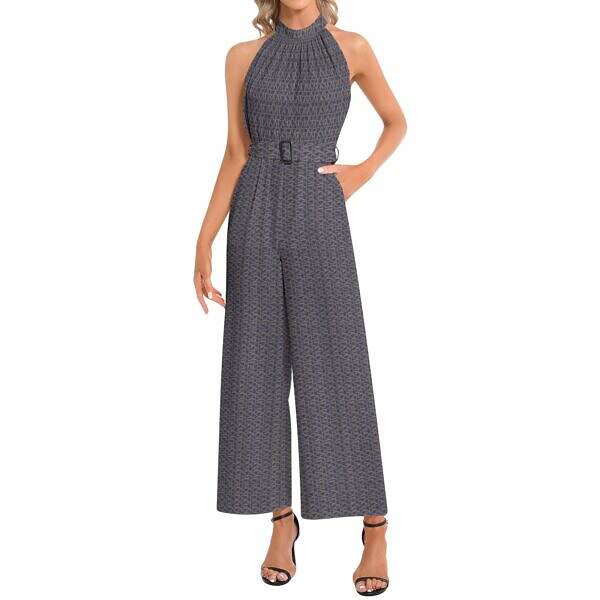 Halter Neck Buckle Belted Jumpsuit (Prima)